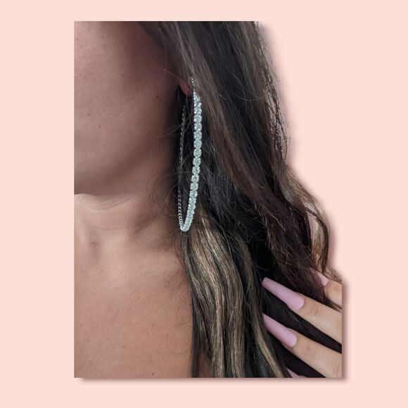 FASHION OVERSIZED RHINESTONE HOOP EARRINGS - Picture 2 of 3